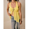 image:imageMakeMeChic Womens Tie Backless Halter Tops Asymmetrical Split Hem Going Out Tank TopYellow