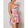 image:imageMakeMeChic Womens Tie Dye Mini Dress Criss Cross A Line Spaghetti Strap Cami DressesMulticolor B