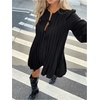 image:imageMakeMeChic Womens Tie Front Mini Dress V Neck Long Sleeve Layer Ruffle Hem Dress Business Casual OutfitsBlack