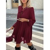 image:imageMakeMeChic Womens Tie Front Mini Dress V Neck Long Sleeve Layer Ruffle Hem Dress Business Casual OutfitsBurgundy