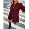 image:imageMakeMeChic Womens Tie Front Mini Dress V Neck Long Sleeve Layer Ruffle Hem Dress Business Casual OutfitsBurgundy