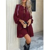image:imageMakeMeChic Womens Tie Front Mini Dress V Neck Long Sleeve Layer Ruffle Hem Dress Business Casual OutfitsBurgundy