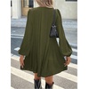 image:imageMakeMeChic Womens Tie Front Mini Dress V Neck Long Sleeve Layer Ruffle Hem Dress Business Casual OutfitsGreen
