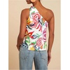 image:imageMakeMeChic Womens Tropical Floral One Shoulder Summer Tank Knot Sleeveless Vacation Blouse TopsMulticolor