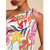 image:imageMakeMeChic Womens Tropical Floral One Shoulder Summer Tank Knot Sleeveless Vacation Blouse TopsMulticolor