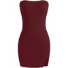 image:imageMakeMeChic Womens Tube Top Dress Y2K Split Bodycon Strapless Party Mini Dresses Concert OutfitBurgundy