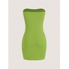 image:imageMakeMeChic Womens Tube Top Dress Y2K Split Bodycon Strapless Party Mini Dresses Concert OutfitGreen