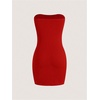 image:imageMakeMeChic Womens Tube Top Dress Y2K Split Bodycon Strapless Party Mini Dresses Concert OutfitRed