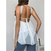 image:imageMakeMeChic Womens Y2K Halter Ruffle Tops Starfish Metal Asymmetrical Tops Tie Open Back Tank TopsWhite