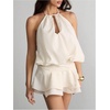 image:imageMakeMeChic Womens Y2k Backless Halter Mini Dress Tie Open Back Sleeveless Ruffle Flare Party Going Out Mini DressesApricot