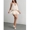 image:imageMakeMeChic Womens Y2k Backless Halter Mini Dress Tie Open Back Sleeveless Ruffle Flare Party Going Out Mini DressesApricot