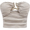 image:imageMakeMeChic Womens Bandeau Strapless Tube Top Backless Ruched Summer Sexy Cute Going Out TopsStriped Apricot