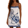 image:imageMakeMeChic Womens Boho Cami Dress Spaghetti Strap Floral Tropical Summer Vacation Mini DressesBlue White