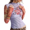 image:imageMakeMeChic Womens Boho Clothing Floral Polka Dots Paisley Crop Tops Long Sleeve Mock Neck Summer Mesh Tee ShirtMulticolor