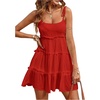 image:imageMakeMeChic Womens Boho Mini Dress Summer Vacation Sundress Dots Sleeveless Cami Country Short DressRed