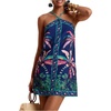 image:imageMakeMeChic Womens Boho Tropical Halter Mini Dress Backless Summer Vacation Dresses Floral SundressTropical Blue