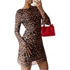 image:imageMakeMeChic Womens Cheetah Print Mini Dress Y2k Bell Sleeve Leopard Print Dress Going Out OutfitsRust Brown
