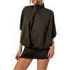 image:imageMakeMeChic Womens Cut Out Open Back Mini Dress Mock Neck Dolman Sleeve Cocktail DressesBlack