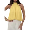 image:imageMakeMeChic Womens Flowy Bubble Crop Tank Top Halter Mesh Sleeveless Ruffle Y2k Going Out TopsYellow