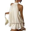 image:imageMakeMeChic Womens Halter Summer Mini Dress Ruffle Backless Bubble Going Out Party Short DressesApricot