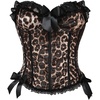 image:imageMakeMeChic Womens Leopard Print Corset Top Bow Lace Strapless Tube Crop Tops Y2K Bandeau TopBrown