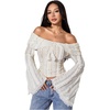 image:imageMakeMeChic Womens Off The Shoulder Lace Tank Tops Going Out Bell Sleeve Crop Tops Summer Y2K OutfitsWhite