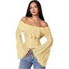 image:imageMakeMeChic Womens Off The Shoulder Lace Tank Tops Going Out Bell Sleeve Crop Tops Summer Y2K OutfitsYellow