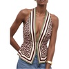 image:imageMakeMeChic Womens Open Back Halter Tops Deep V Neck Ruffle Sleeveless Summer Boho TopKhaki