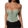 image:imageMakeMeChic Womens Renaissance Corset Bustier Tops Shapewear Lingerie Lace Up Floral Sexy Strapless Overbust Crop TopGreen