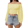image:imageMakeMeChic Womens Renaissance Costume Shirts Pirate Top Off Shoulder Tops Long Sleeve BlouseYellow
