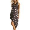 image:imageMakeMeChic Womens Satin Lace Polka Dots Halter Dress Open Back Asymmetrical Party DressesBlack and White