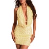 image:imageMakeMeChic Womens Sequin Sparkly Halter Dress Low Cut Open Back Draped Fringe Party DressesYellow