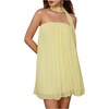 image:imageMakeMeChic Womens Strapless Tube Dress Mesh Pleated A Line Party Mini Dresses with ScarfYellow