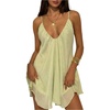 image:imageMakeMeChic Womens Summer Deep V Neck Cami Dress Tie Backless Flowy Beach Vacation Mini DressesGreen
