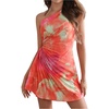 image:imageMakeMeChic Womens Summer Dress 2026 Tie Dye One Shoulder Mini Dress Pleated Cut Out Wedding Guest DressesMulticolor B