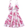 image:imageMakeMeChic Womens Summer Floral Cami Dress Backless Cut Out Ruffle Hem A Line Mini Dresses SundressPink