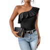image:imageMakeMeChic Womens Summer Ruffle Tops Going Out Sleeveless Off The Shoulder TopsBlack
