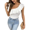 image:imageMakeMeChic Womens Summer Ruffle Tops Going Out Sleeveless Off The Shoulder TopsWhite