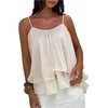 image:imageMakeMeChic Womens Summer Ruffle Tops Layered Babydoll Sheer Backless Date Dressy Crop TopsApricot