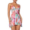 image:imageMakeMeChic Womens Tie Dye Mini Dress Criss Cross A Line Spaghetti Strap Cami DressesMulticolor B