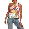 image:imageMakeMeChic Womens Tropical Floral One Shoulder Summer Tank Knot Sleeveless Vacation Blouse TopsMulticolor