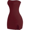 image:imageMakeMeChic Womens Tube Top Dress Y2K Split Bodycon Strapless Party Mini Dresses Concert OutfitBurgundy