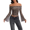 image:imageMakeMeChic Womens Y2K Fall Cheetah Print Crop TShirt Off The Shoulder Long Sleeve TopsBlack