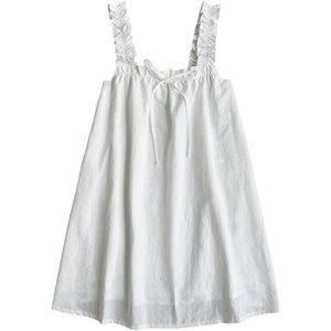 image:imageMakeMeChic Womens Frill Trim Sleeveless Tank Dress Bow A Line Summer Mini Dresses SundressWhite