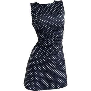 image:imageMakeMeChic Womens Polka Dots Tank Dress Ruched Sleeveless Bodycon Party Mini DressesBlue Polka Dots