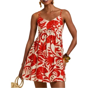image:imageMakeMeChic Womens Summer Floral Boho Mini Dress A Line Smocked Beach Vacation Dresses SundressOrange