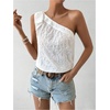 image:imageMAKEMECHIC Womens Off The Shoulder Tops Knot Eyelet Embroidery Sleeveless Summer TopWhite