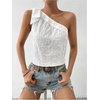 image:imageMAKEMECHIC Womens Off The Shoulder Tops Knot Eyelet Embroidery Sleeveless Summer TopWhite