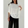 image:imageMakeMeChic Ponchos for Women Sheer Poncho Sweater Shawl Wraps CoverupBeige