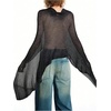 image:imageMakeMeChic Ponchos for Women Sheer Poncho Sweater Shawl Wraps CoverupBlack Knitted